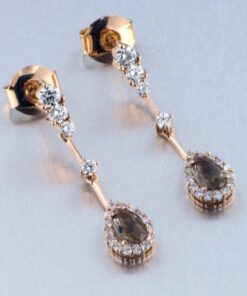 Pendientes Oro Rosa Diamantes Cuarzo Fume 431324
