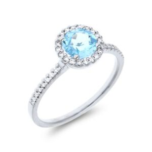 Sortija Oro Blanco Diamantes Topacio Azul 715012